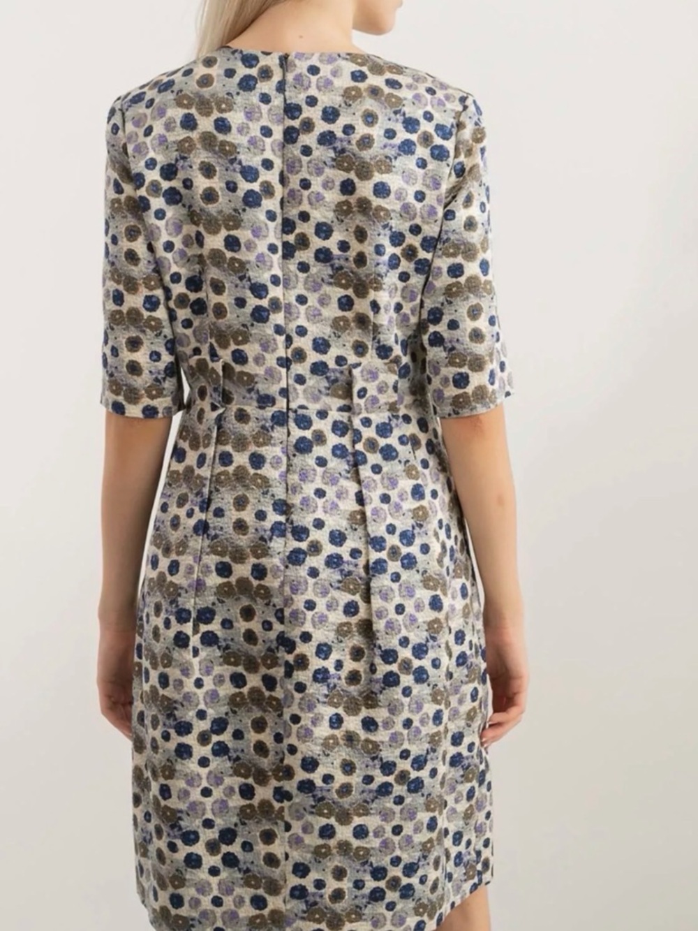 Carolina Herrera Black and Beige Geometric Midi Dress - Picture 2 of 12